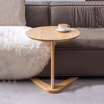 Modern Minimalist Round V-Shape Base Wood Side Table For Living Room