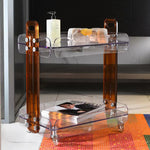 Contemporary Scandinavian Rectangular Acrylic PC End Table 2-Tier For Bedroom