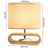 Contemporary Nordic Wood Fabric Cylinder Elliptical 1-Light Table Lamp For Study