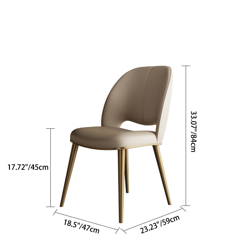 Contemporary Nordic Square Curved Upholstered Leather Stainless Steel Dining Chair Backrest For Dining Room