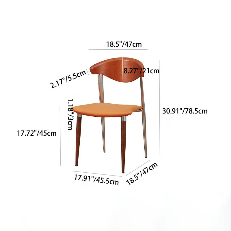 Contemporary Retro Beech Wood Iron Velvet Sponge Square Curved Dining Chair Backrest For Dining Room