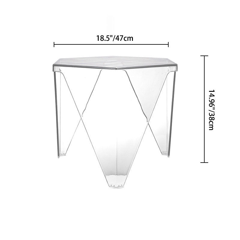 Modern Minimalist Hexagonal Acrylic Coffee Table Three Legs For Living Room