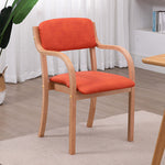 Modern Simplicity Fabric Wood Sponge Square Curved Dining Chair Backrest Armrest For Dining Room