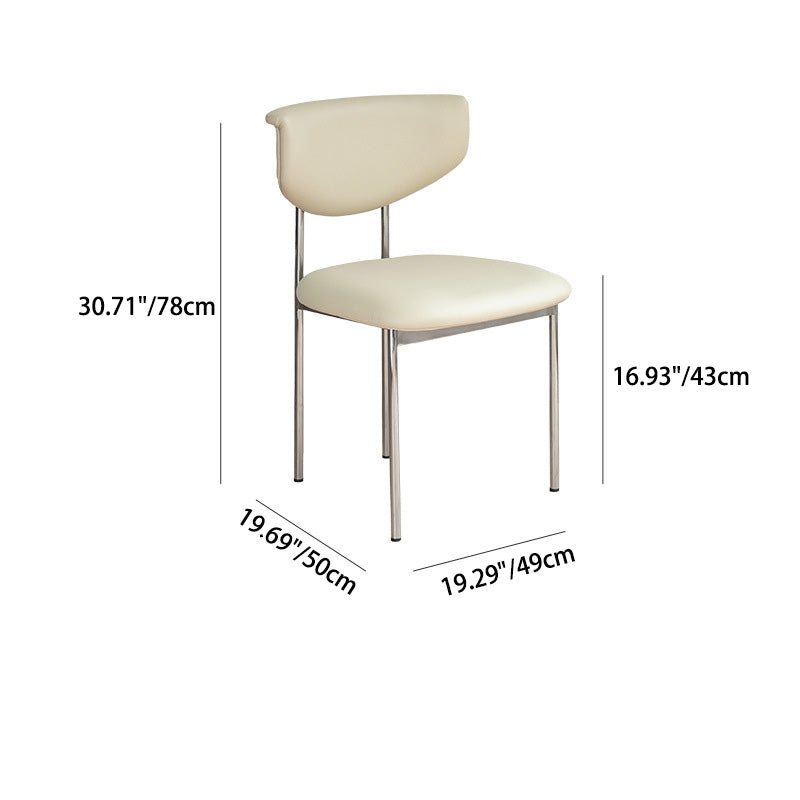 Modern Minimalist Square Round Corner Upholstered Leather Stainless Steel Dining Chair Curved Backrest For Dining Room