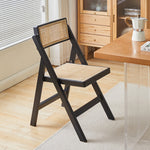 Traditional Vintage Square Rattan Rubberwood Dining Chair Backrest For Dining Room