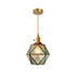 Traditional Vintage Polygonal Brass Glass 1-Light Pendant Light For Living Room