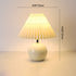 Modern Minimalist Round Pleated Ceramic PVC 1-Light Table Lamp For Bedroom