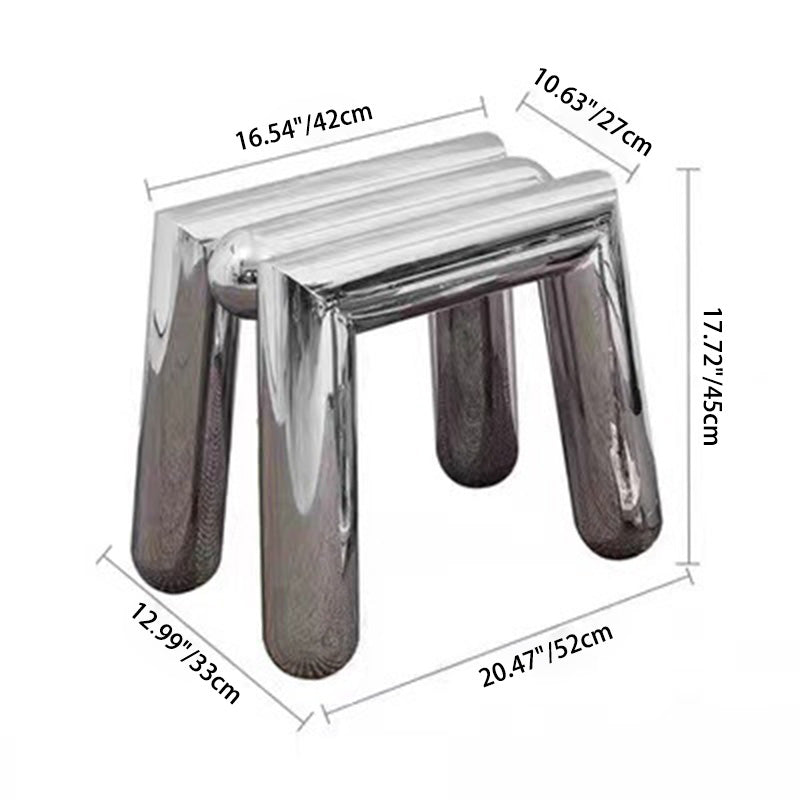 Modern Minimalist Stainless Steel Geometric Round Tube Splicing Footstool For Entryways