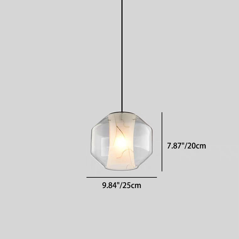 Contemporary Nordic Iron Glass Ball Cylinder 1-Light Pendant Light For Dining Room