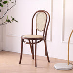 Traditional Vintage Round Rattan Woven Wooden Dining Chair Backrest For Dining Room