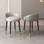 Contemporary Luxury Round Arc Metal Faux Leather Vanity Stool Backrest For Bedroom