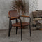 Contemporary Industrial Leather Metal Sponge Wood Square Vertical Stripe Dining Chair Backrest Armrest For Dining Room