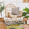 Traditional Chinese Square Cushion Rattan Sponge Alloy Steel Recliner Backrest Armrest For Living Room