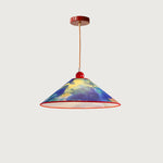 Modern Creative Cone Oil Painting Iron Fabric 1-Light Pendant Light For Living Room