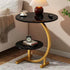 Modern Simplicity Round C Shape Plate Carbon Steel End Table 2-Tier For Living Room