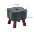 Modern Art Deco Clover Round Oil Wax Leather Solid Wood Footstool Backless Armless For Living Room