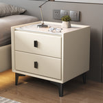 Modern Simplicity Cubic Sintered Stone Top Solid Wood Nightstand 2-Drawer For Bedroom