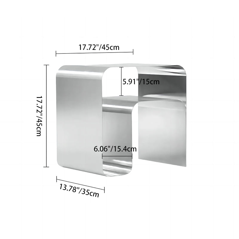 Modern Minimalist Rectangular Stainless Steel End Table 1-Tier For Living Room