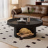 Modern Minimalist Round Rock Slab Carbon Steel Coffee Table 1-Storage For Living Room