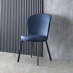 Contemporary Scandinavian Round Cushion Leather Carbon Steel Dining Chair Backrest For Dining Room