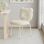 Modern Minimalist Round Bear Lambswool Fabric Metal Vanity Stool Backrest For Bedroom