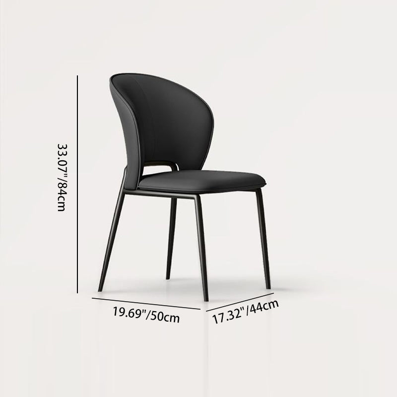 Modern Luxury Square Fiber Leather Metal Dining Chair Backrest Armless For Dining Room