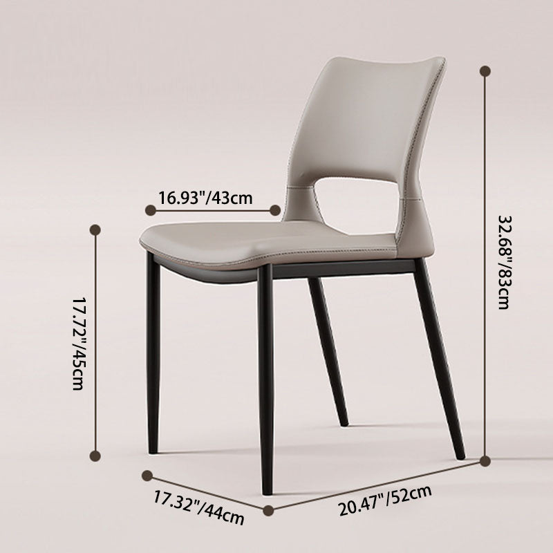 Contemporary Nordic Square Curved Upholstered Hollowed Out Leather Carbon Steel Dining Chair Backrest For Dining Room