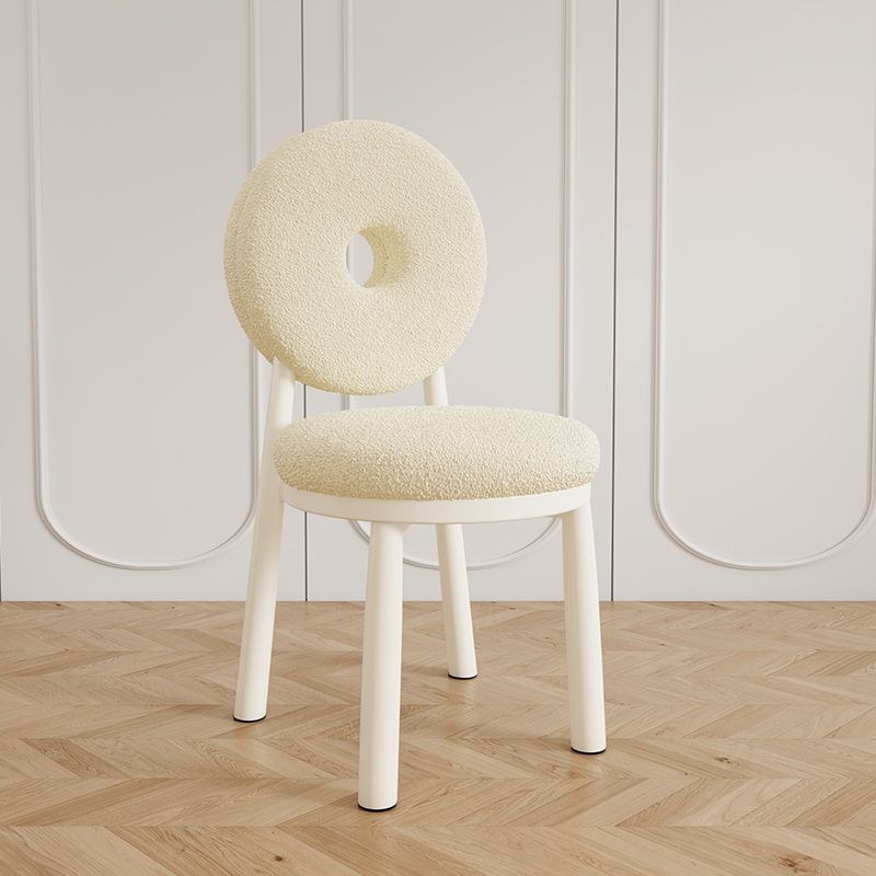 Contemporary Nordic Lambswool Carbon Steel Sponge Round Dining Chair Backrest For Dining Room