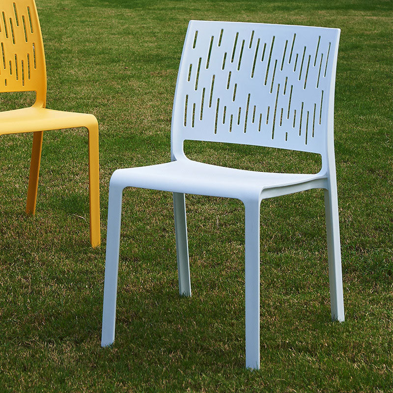 Modern Minimalist Square Plastic Chair Four Legs Backrest For Outdoor Patio