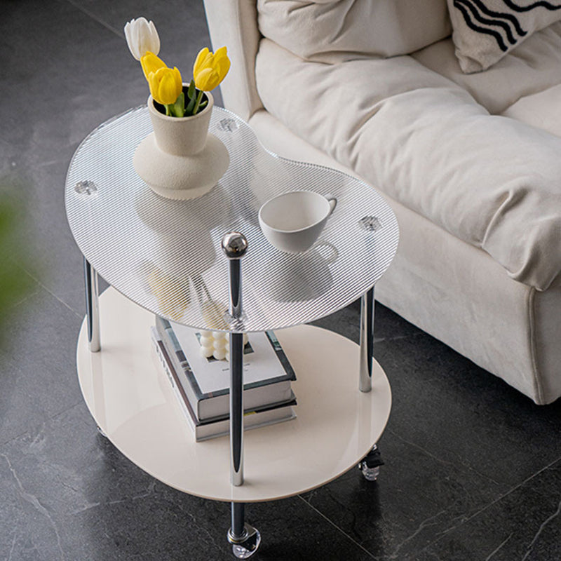 Contemporary Nordic Cloud Acrylic Stainless Steel Crystal Wheel End Table 2-Tier For Living Room