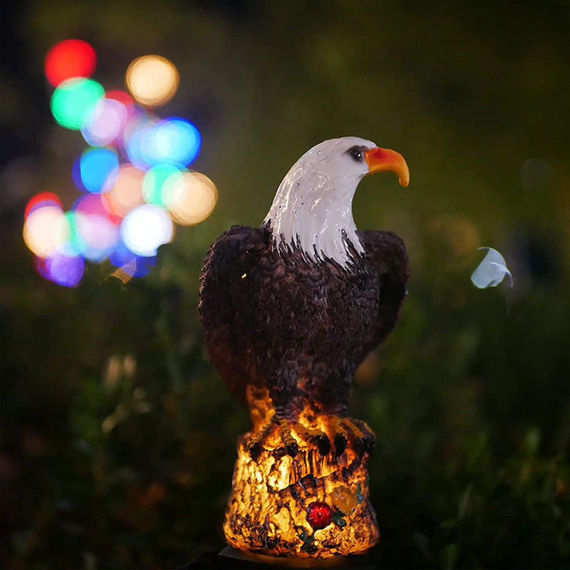 Modern Art Deco Waterproof Solar Plastic Resin Eagle Panda Squirrel House Simulated Animal LED Outdoor Light For Garden