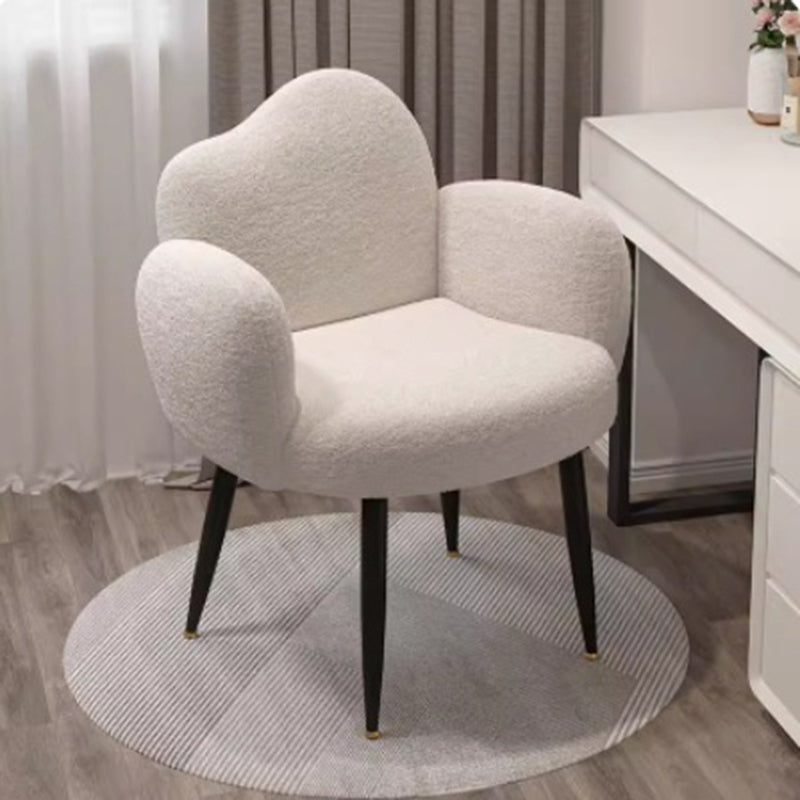 Contemporary Scandinavian Cloud Design Lambswool Vanity Stool Backrest Armrest For Bedroom