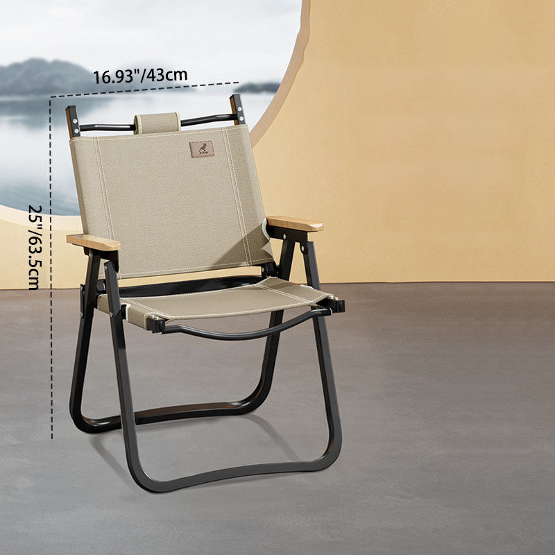 Contemporary Scandinavian Square Frame Alloy Wood Oxford Cloth Patio Dining Chair Foldable Backrest For Outdoor