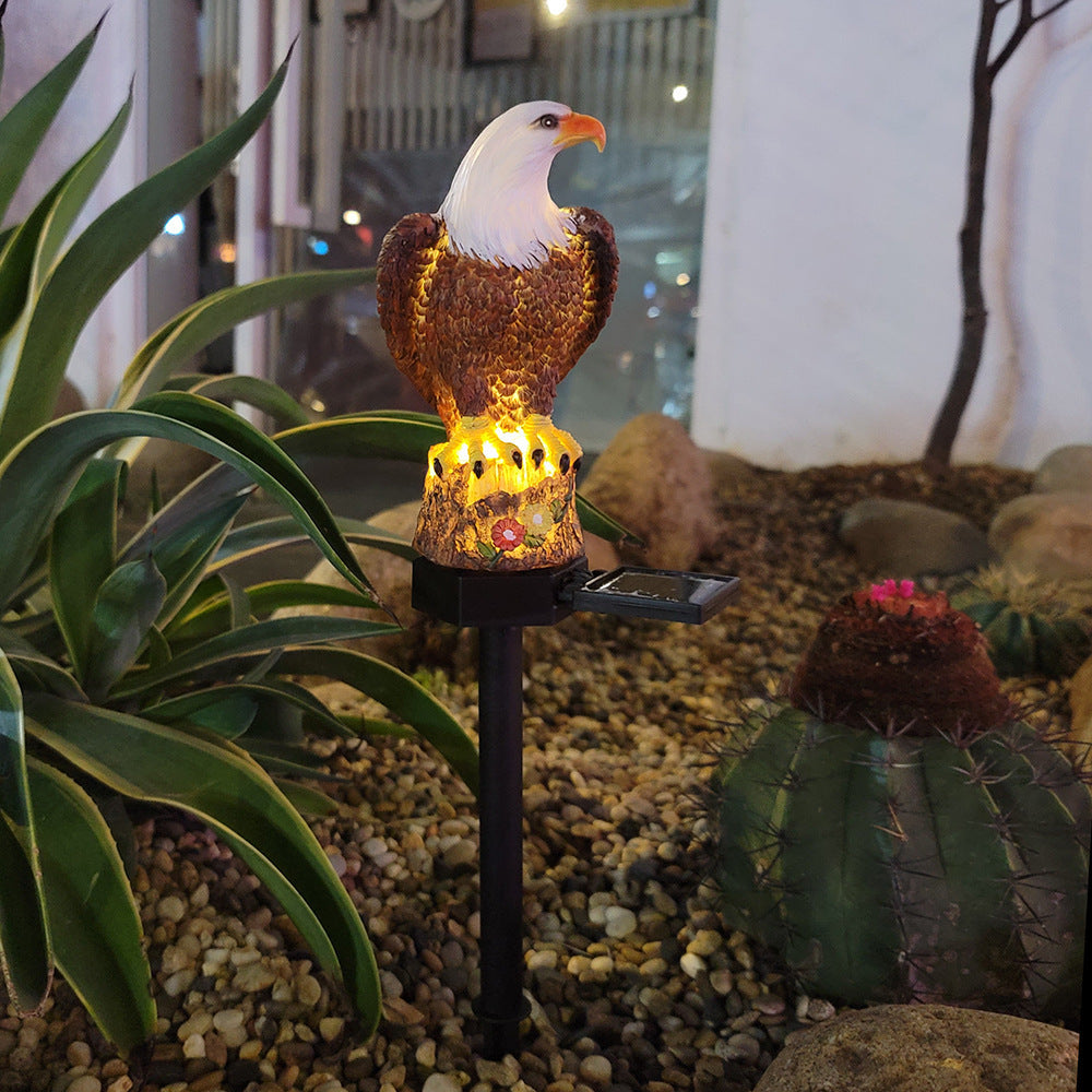 Modern Art Deco Waterproof Solar Resin Plastic Eagle LED Landscape Lighting Outdoor Light For Garden