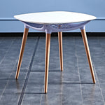 Contemporary Simplicity Round Corner Square Glass Solid Wood Legs Dining Table For Dining Room