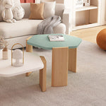 Contemporary Creative Hexagonal Plank Oak End Table 1-Tier For Living Room