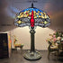 Traditional Tiffany Metal Hardware Glass Semicircular Dragonfly Flower Water Drop 1-Light Table Lamp For Bedroom