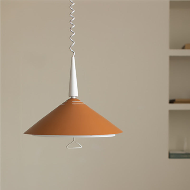 Contemporary Scandinavian Cone Funnel Iron 1-Light Pendant Light For Living Room