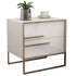 Modern Simplicity Cubic Solid Wood Stainless Steel Frame Nightstand 2-Drawer For Bedroom