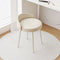 Modern Minimalist Round Cotton Linen Leather Iron Vanity Stool Low Backrest For Bedroom