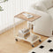 Contemporary Scandinavian C-Shaped Tempered Glass Top End Table 2-Tier Casters For Living Room