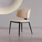 Modern Minimalist Square Cushion Microfiber Leather Carbon Steel Dining Chair Backrest For Dining Room