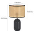 Traditional Japanese Round Cylinder Rattan Mesh Shade Metal 1-Light Table Lamp For Living Room