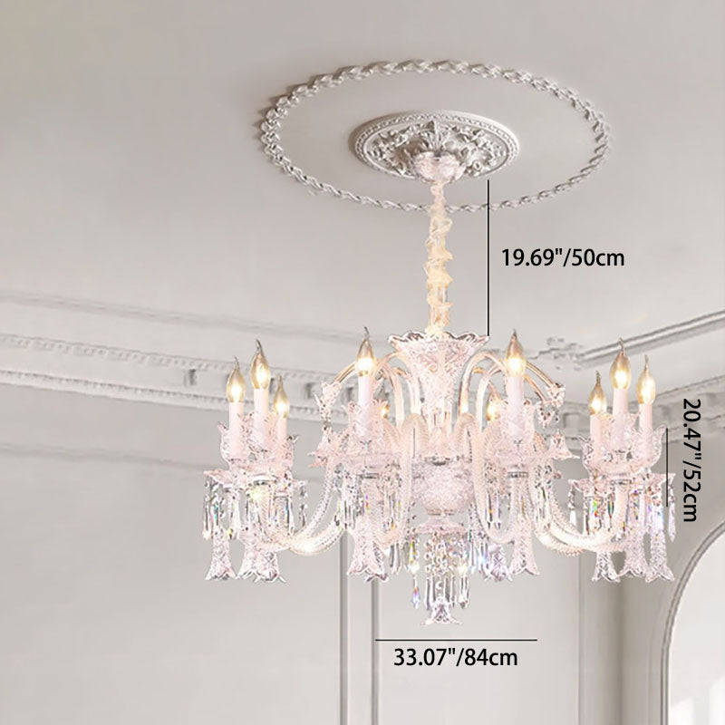 Modern Luxury Lace Candle Hardware Glass Crystal 6/10 Light Chandelier For Living Room