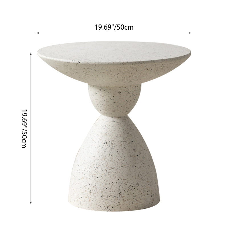 Contemporary Nordic Round Hourglass Magnesium Oxide End Table For Living Room