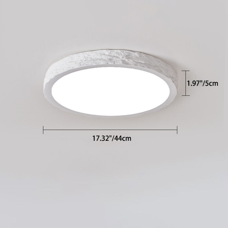 Modern Minimalist Round Stone Grain Resin Iron LED Flush Mount Ceiling Light For Bedroom