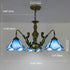 Traditional Tiffany Floral Iron Glass 3/5 Light Chandelier For Living Room