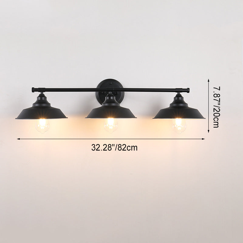 Contemporary Industrial Round Iron 2/3 Light Wall Sconce Lamp For Bathroom