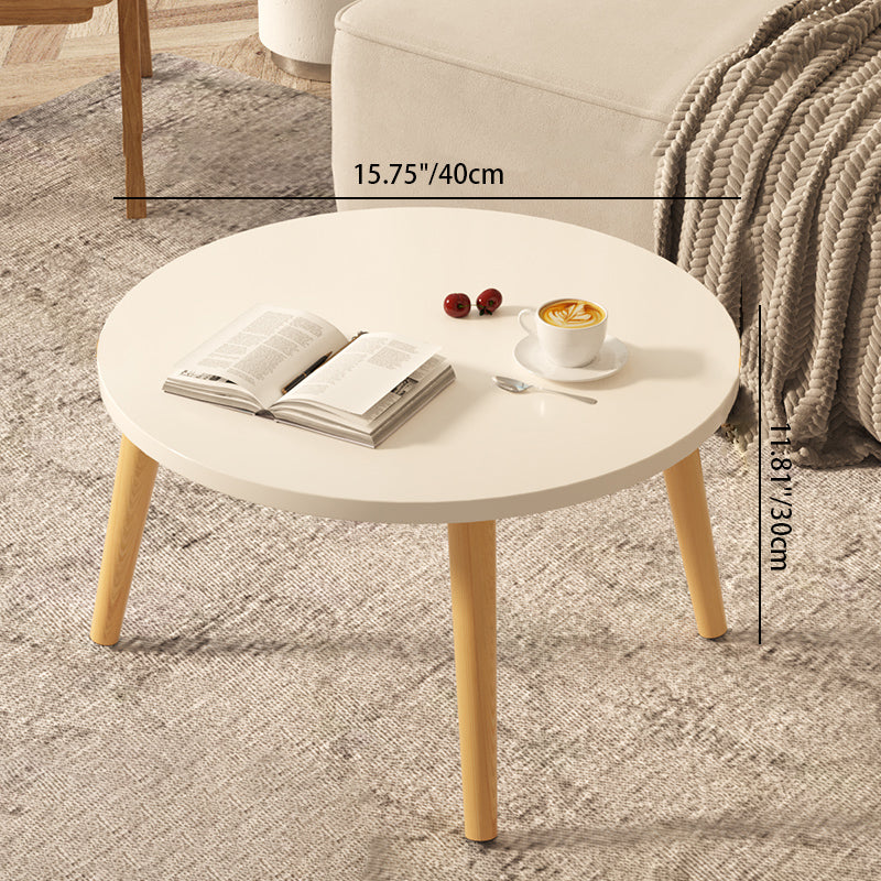 Modern Minimalist Round Marble Veneer Wood End Table 1-Tier For Living Room