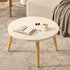 Modern Minimalist Round Marble Veneer Wood End Table 1-Tier For Living Room